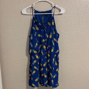 As U Wish Vibrant Blue Romper with Yellow Pineapples